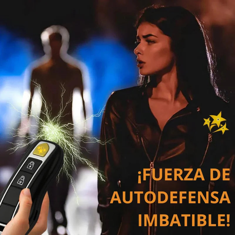 Llave Antiagresión Eléctrica (Linterna, Electroshock, Alarma)