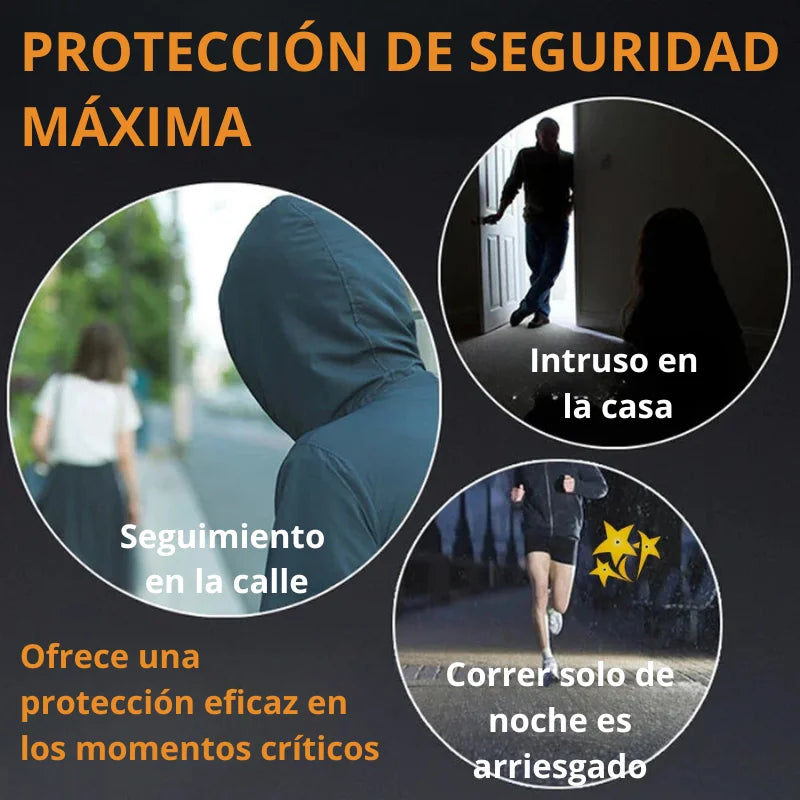 Llave Antiagresión Eléctrica (Linterna, Electroshock, Alarma)