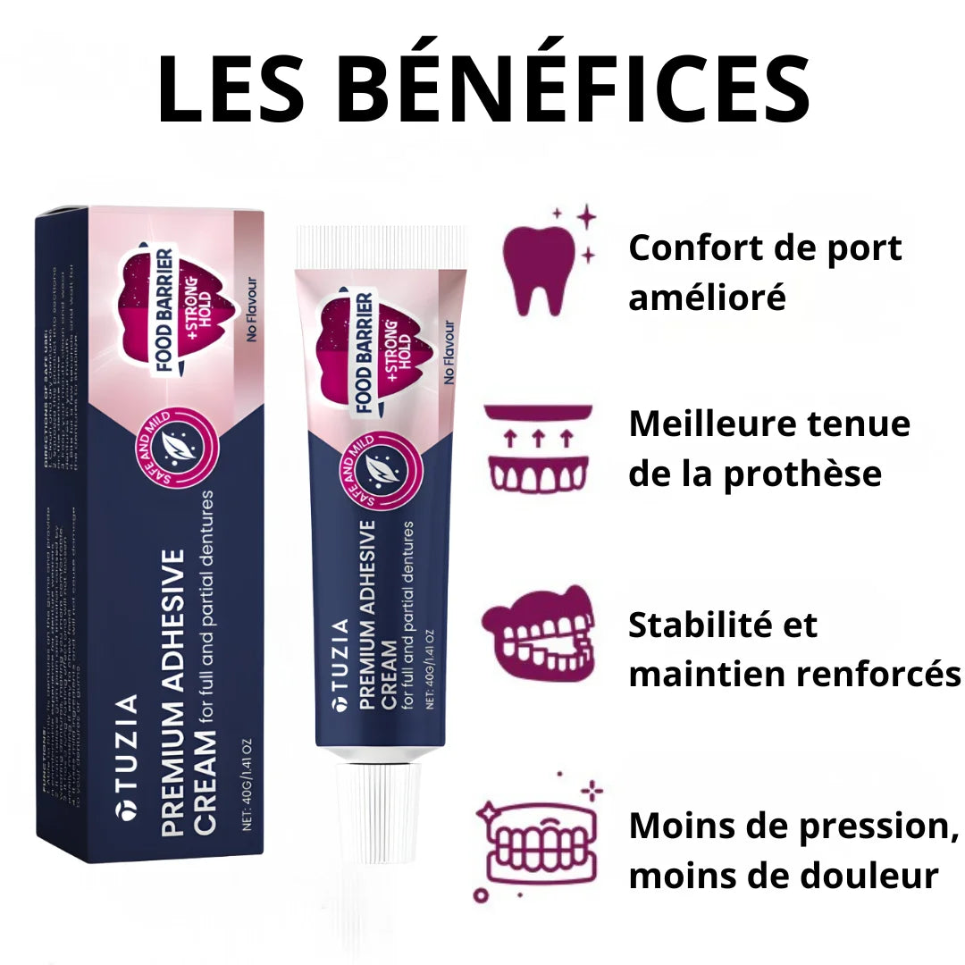 Adhésif pour prothèses dentaires longue tenue